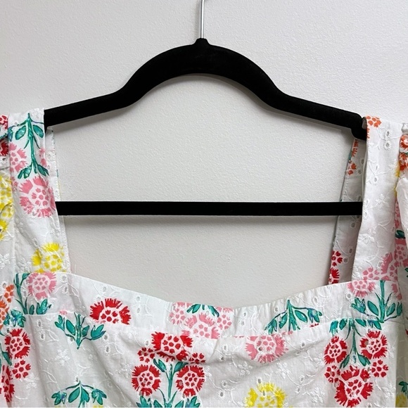 Draper James Women’s XXL Floral Multi Eyelet Embroidered Smocked Hem Blouse - Picture 2 of 7